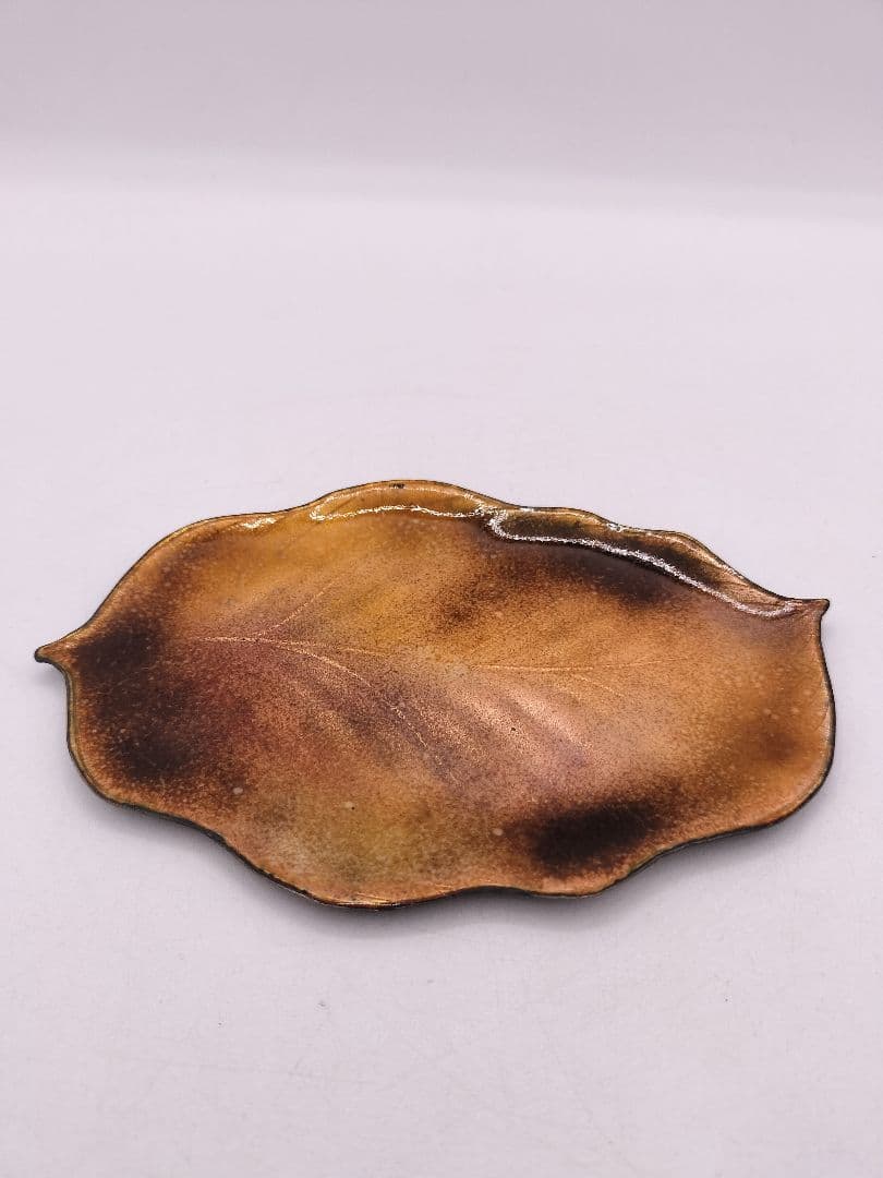 c597 銘々皿 七宝 木の葉 佐藤田保 木箱 茶道具 古物