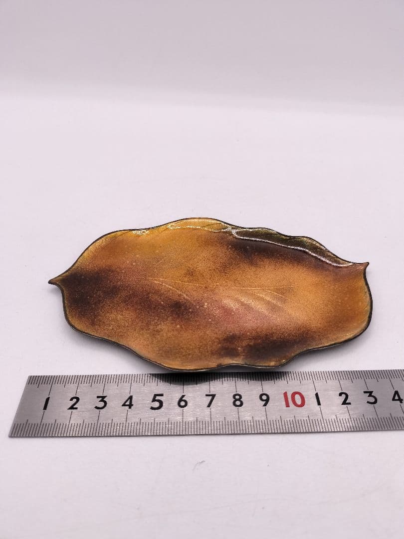 c597 銘々皿 七宝 木の葉 佐藤田保 木箱 茶道具 古物