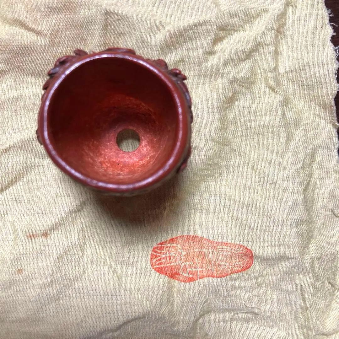 ミニ盆栽鉢　龍　未使用　共箱　箱書有　　共布有　高さ約５CM
