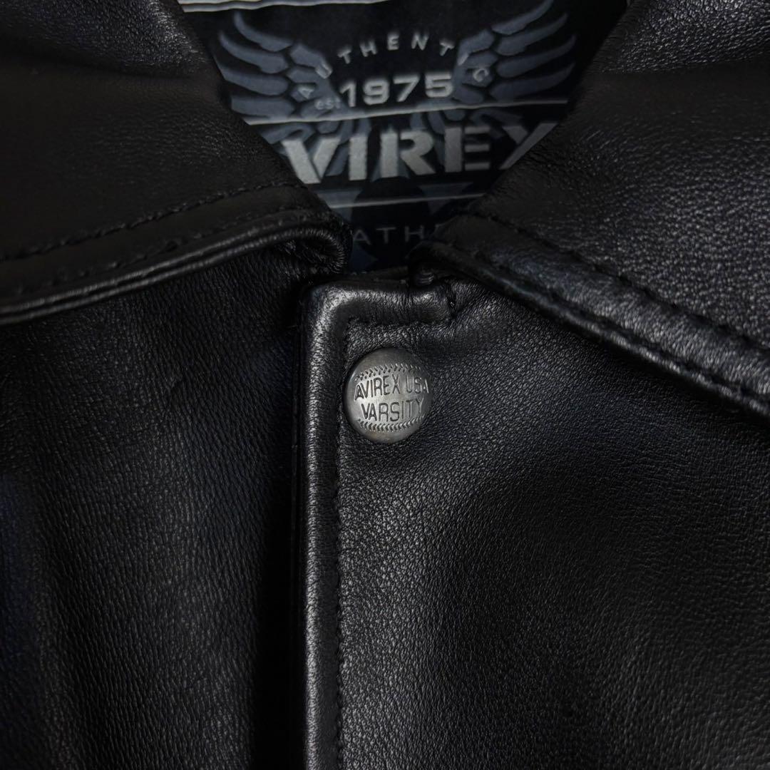 6105【希少デザイン】アヴィレックス☆バーシティレザージャケット 羊革