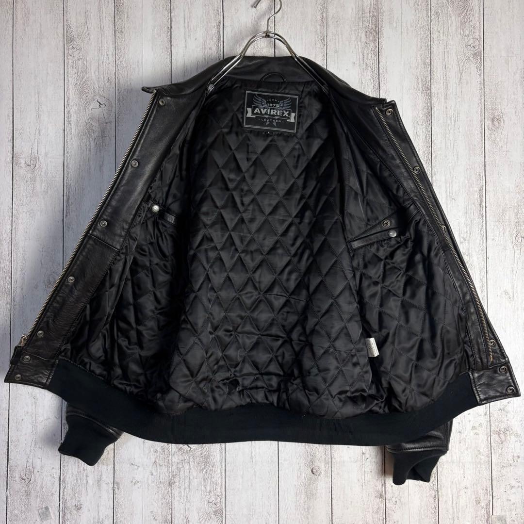 6105【希少デザイン】アヴィレックス☆バーシティレザージャケット 羊革