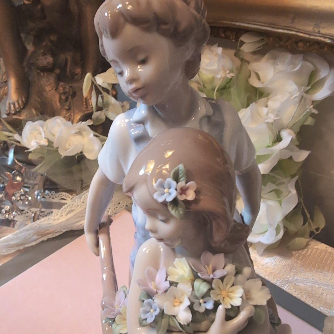 ♥LLADRO【君が好き】♥横型LLADROガラスケース背面鏡付き