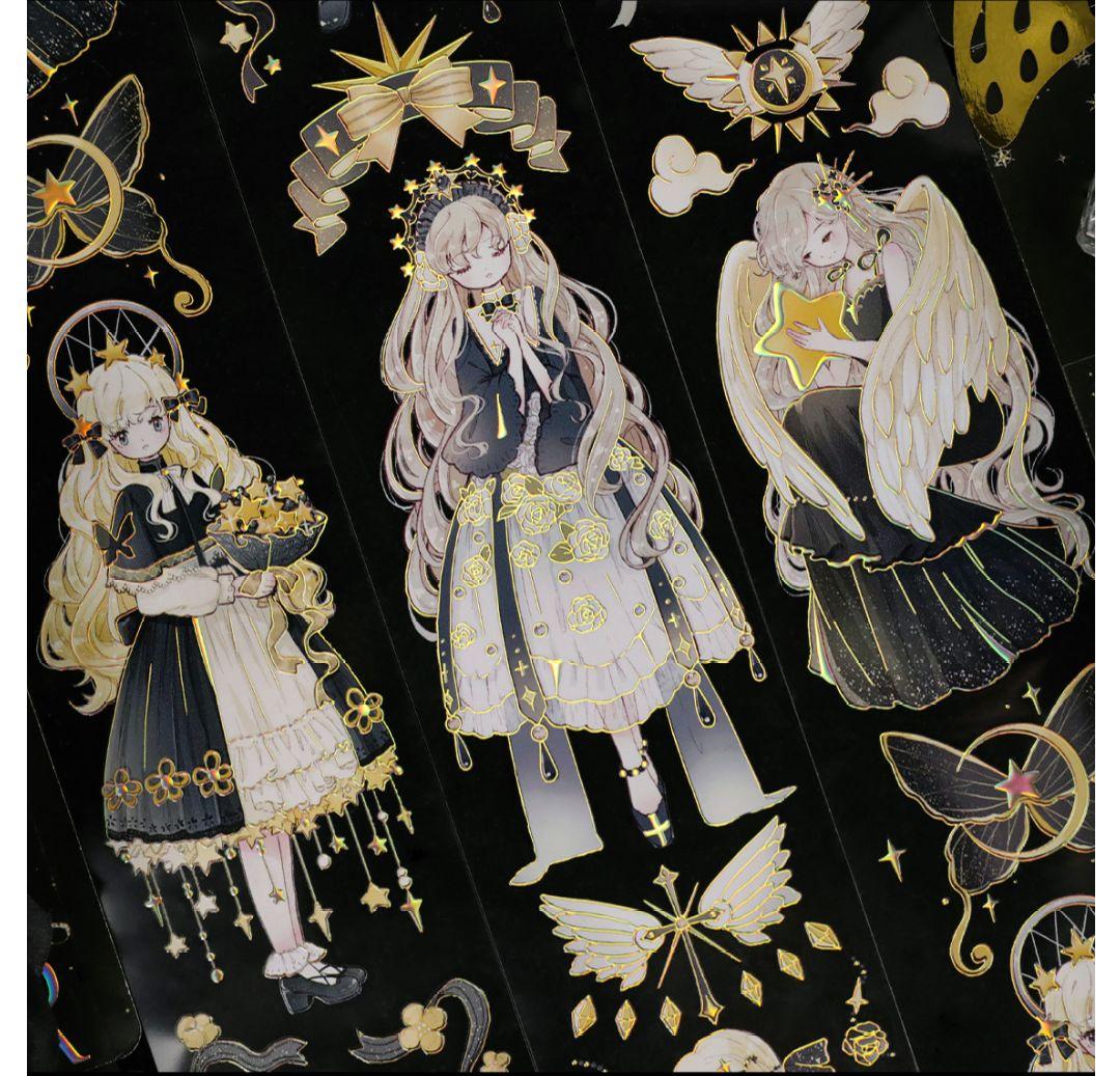 ☆のこり１☆J347＃星月(镭射金)差只小恐龙切り売り海外人物マステ女の子