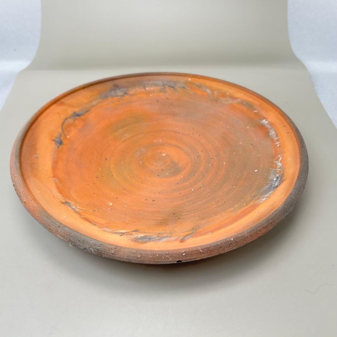人間国宝・山本陶秀先生オレンジ色 陶器皿 木箱付き