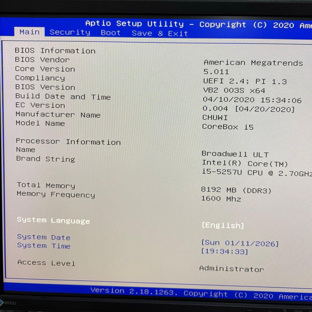 ミニPC Core i5 CHUWI CoreBox