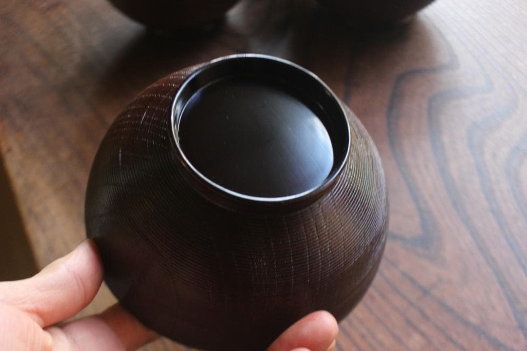 デッドストック！極上千筋糸目に優美な見返鶴蒔絵の煮物椀2点（検輪島塗蒔絵椀雑煮椀