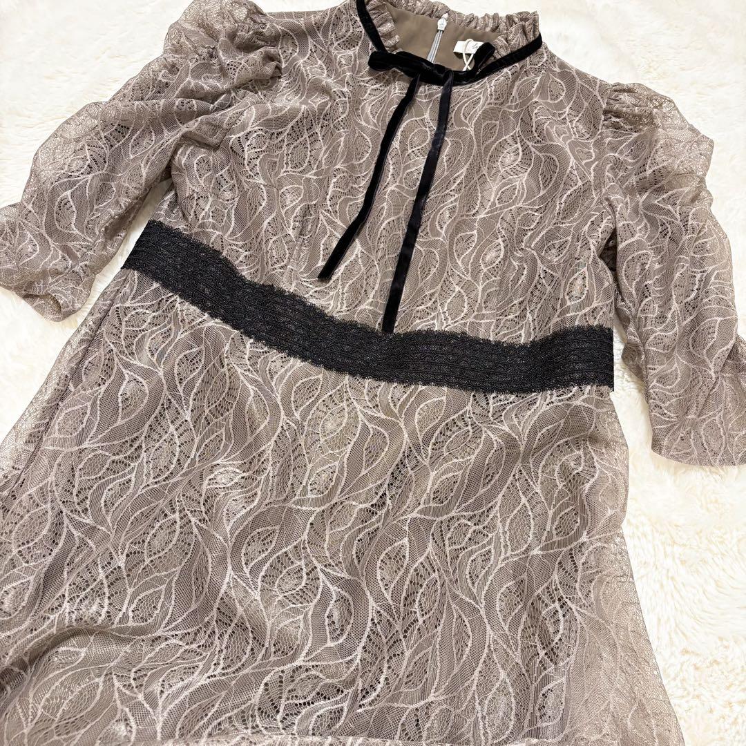 新品タグ付✨LEJA レジャ ウエストマークパフスリーブ総レースロングドレス M