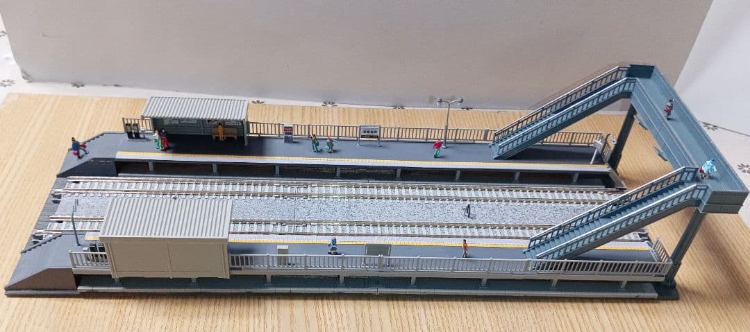 Nゲージ 対向式ホームセット（レール付き）ジオラマ