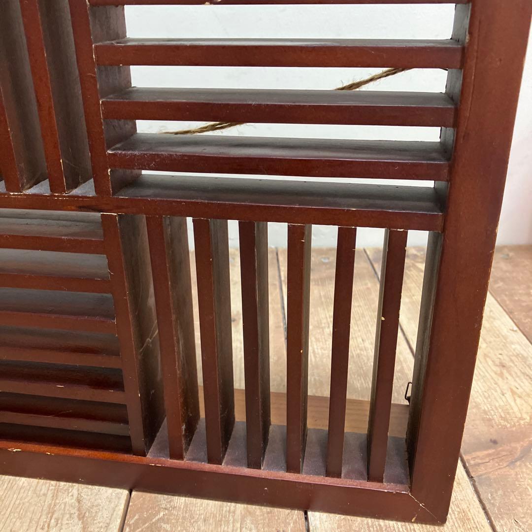 A-2 昭和レトロ 木製 CDラック 飾り棚 収納ラック 和モダン 格子デザイン