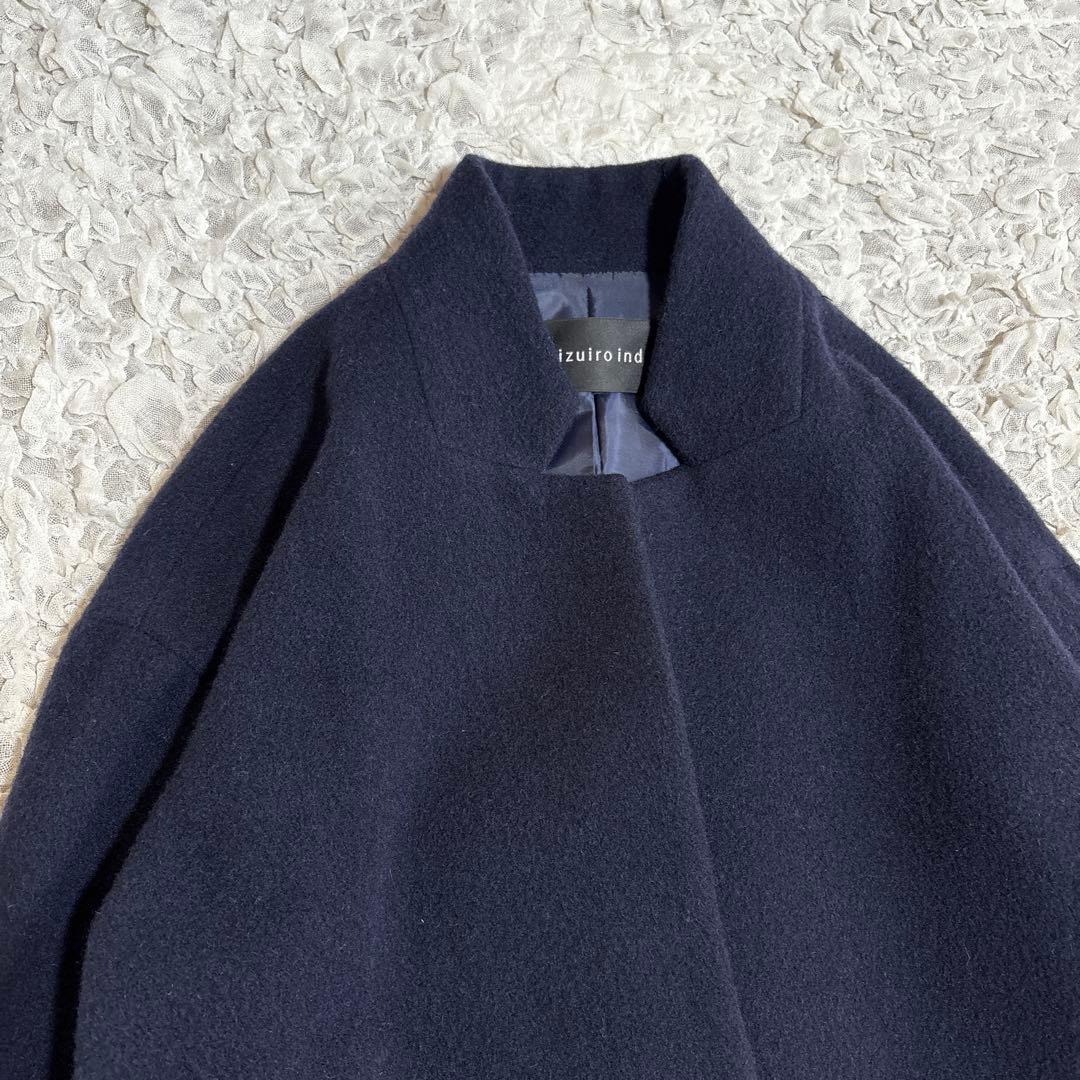 美品　ミズイロインド ウール チェスターコート スタンドカラー　1B ネイビー