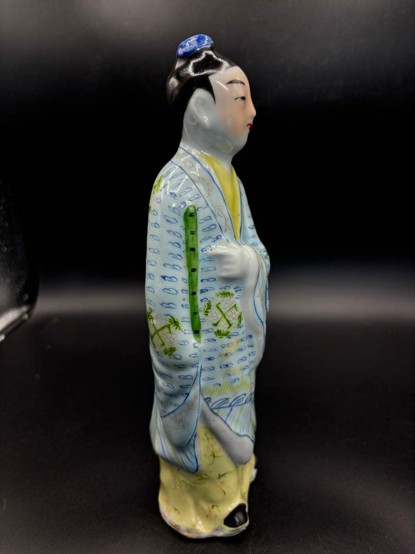 中国美術 古玩 色絵陶人形 陶器人形 高さ約25cm 置物 オブジェ 古董品