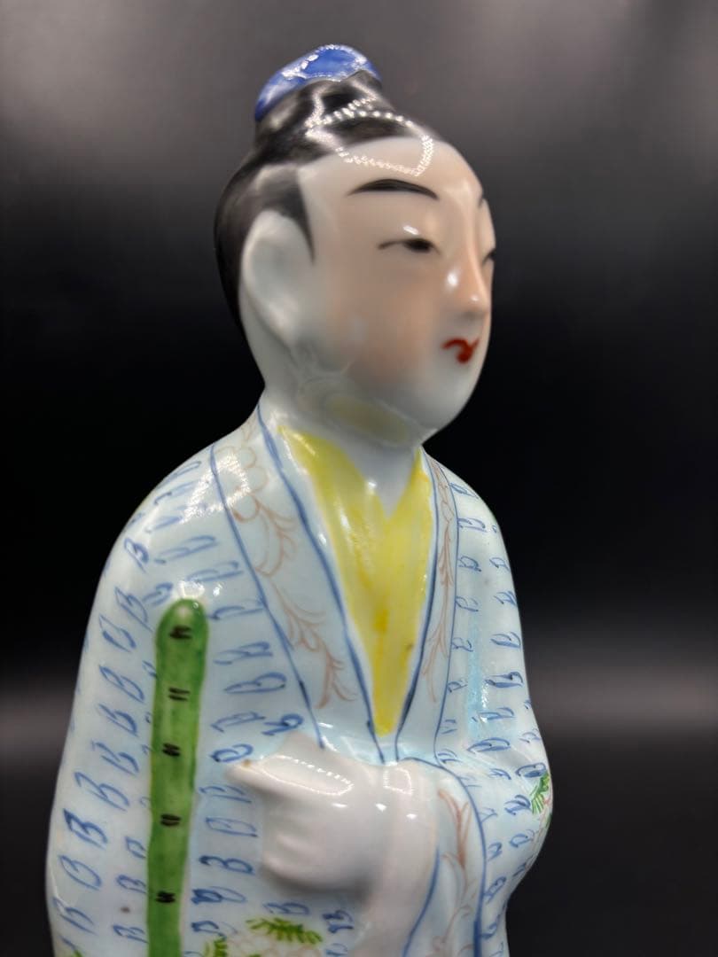 中国美術 古玩 色絵陶人形 陶器人形 高さ約25cm 置物 オブジェ 古董品