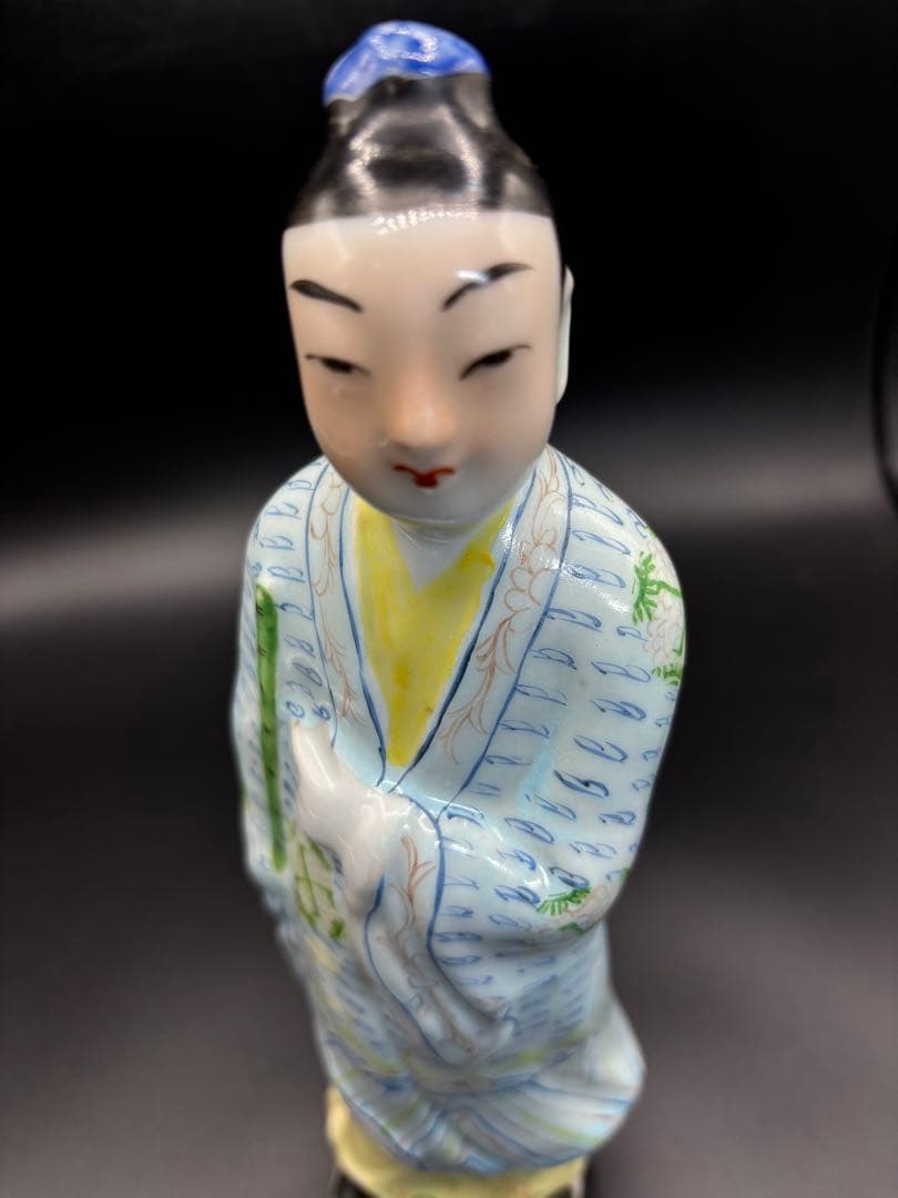 中国美術 古玩 色絵陶人形 陶器人形 高さ約25cm 置物 オブジェ 古董品