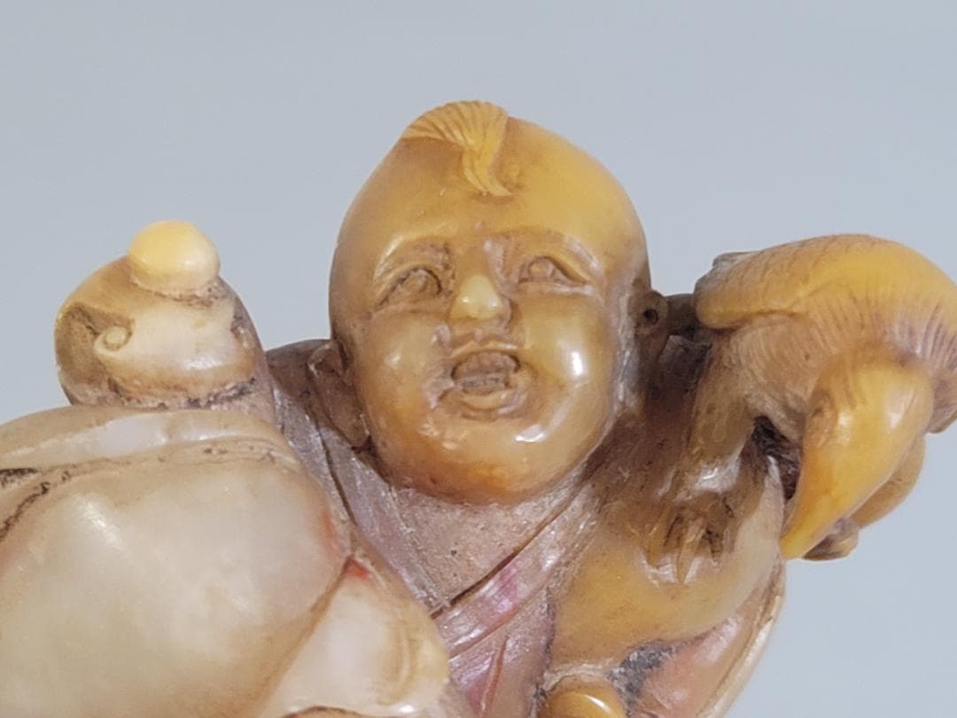 中国 古い 石彫刻 置物 台付