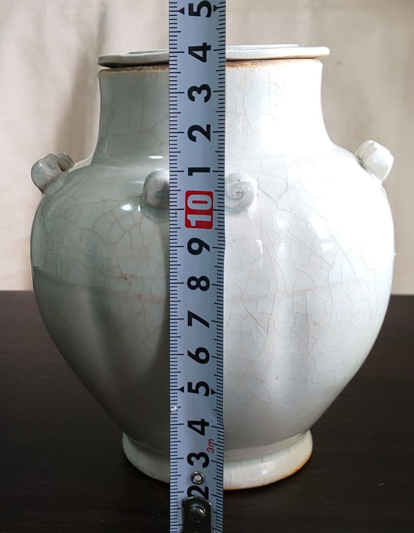 中国美術 宋 白磁 蓋付壺四耳壺 北宋時代(１２世紀後期)