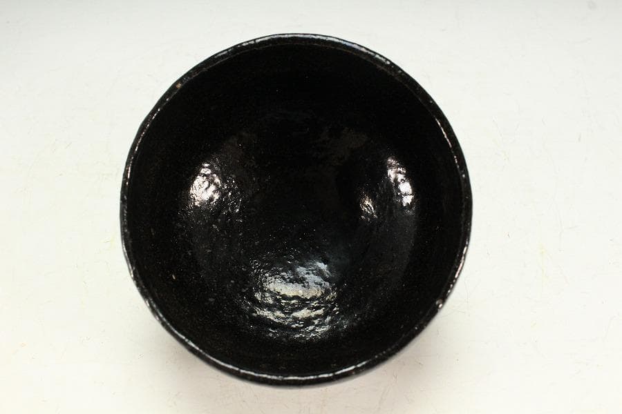 茶道具 四代 清水六兵衛 六居作 黒楽 富士茶碗 共箱(K-XA950)