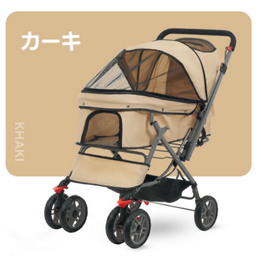 ペットカート　ペット用品　犬用品　4輪　ドッグカート　カーキ