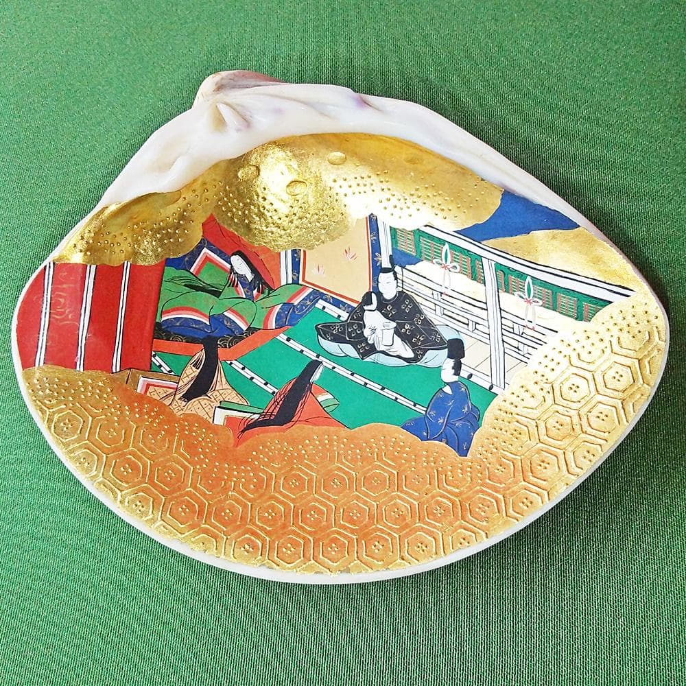 純金箔　特大貝合わせ　源氏物語絵巻