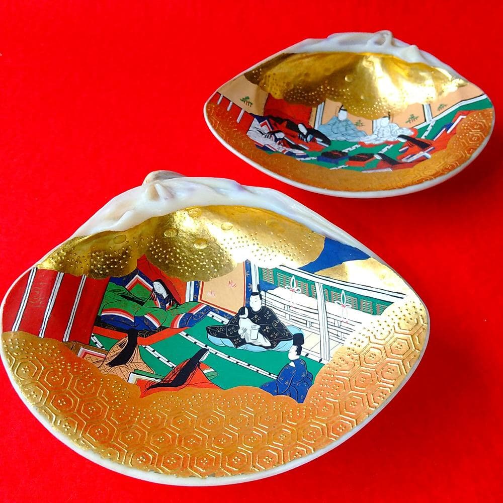 純金箔　特大貝合わせ　源氏物語絵巻