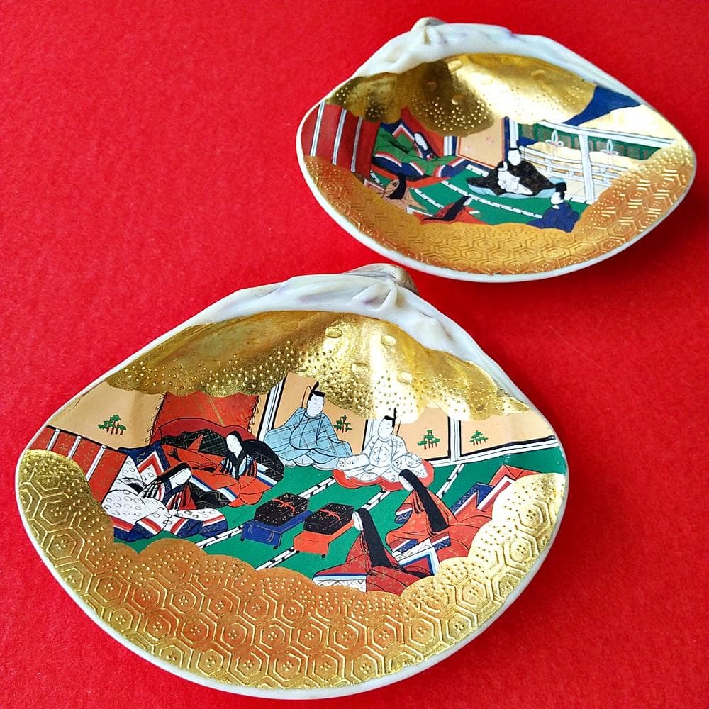 純金箔　特大貝合わせ　源氏物語絵巻