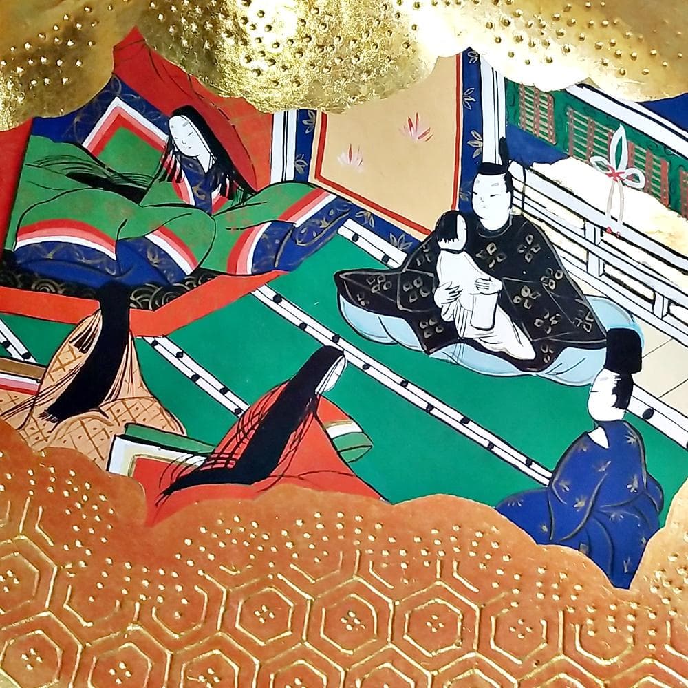 純金箔　特大貝合わせ　源氏物語絵巻