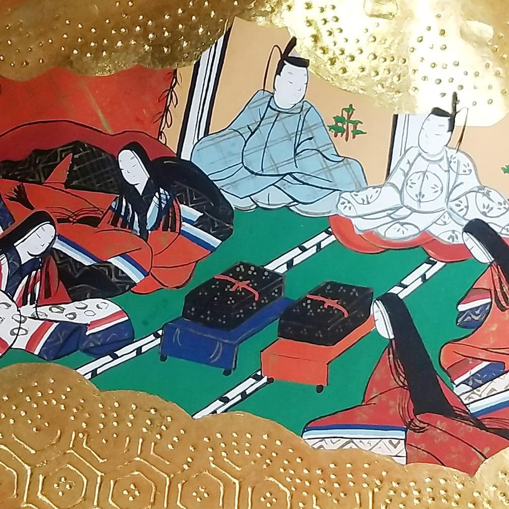 純金箔　特大貝合わせ　源氏物語絵巻