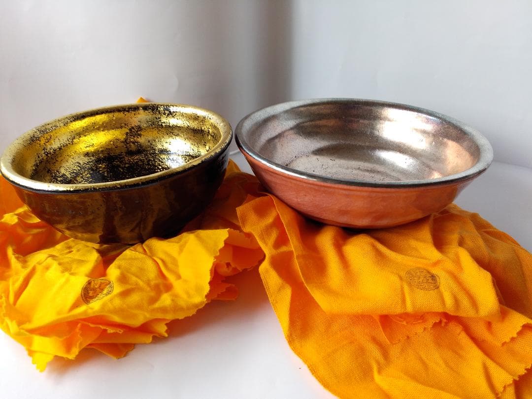 はるこ佐々木昭楽 表千家 即中斎好写 嶋台茶碗 金彩 銀彩茶碗茶道具抹茶碗