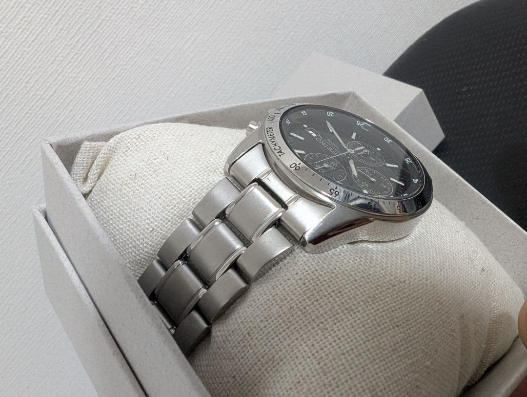 SEIKO クロノグラフ 腕時計 ブラック 稼働品　美品