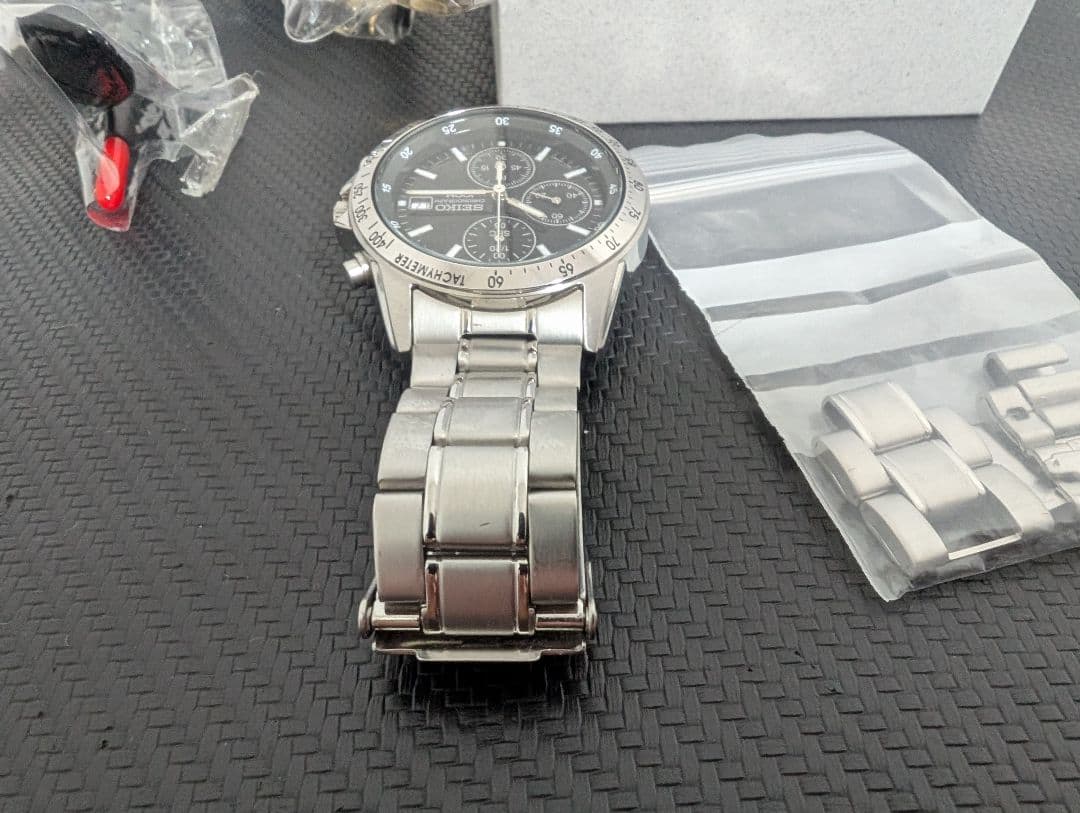 SEIKO クロノグラフ 腕時計 ブラック 稼働品　美品
