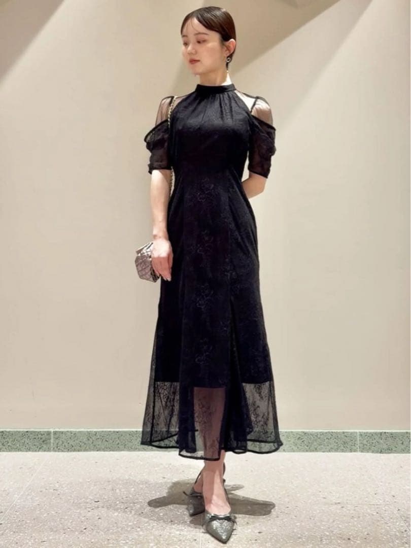 SNIDEL スナイデル　シアーショルダーレースドレス