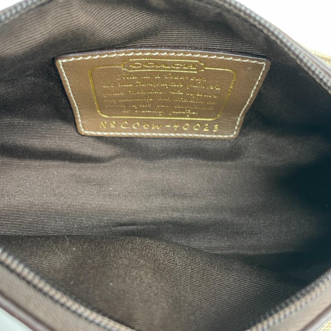 良品 COACH ショルダーバッグ キャンバス ブラウン シグネチャー ポーチ