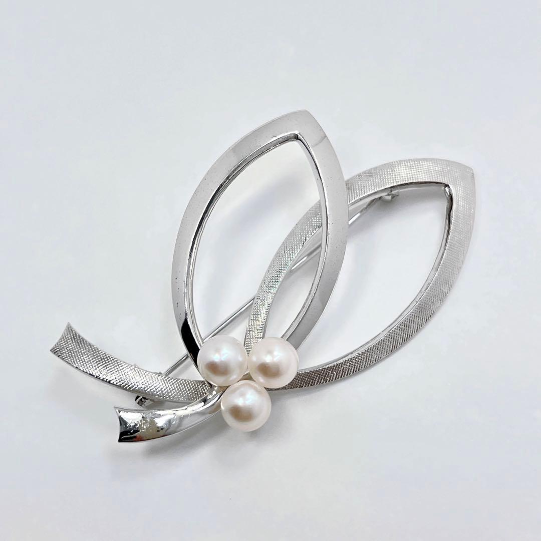 美品✨MIKIMOTO ミキモト　アコヤパール　ブローチ　コサージュ　シルバー