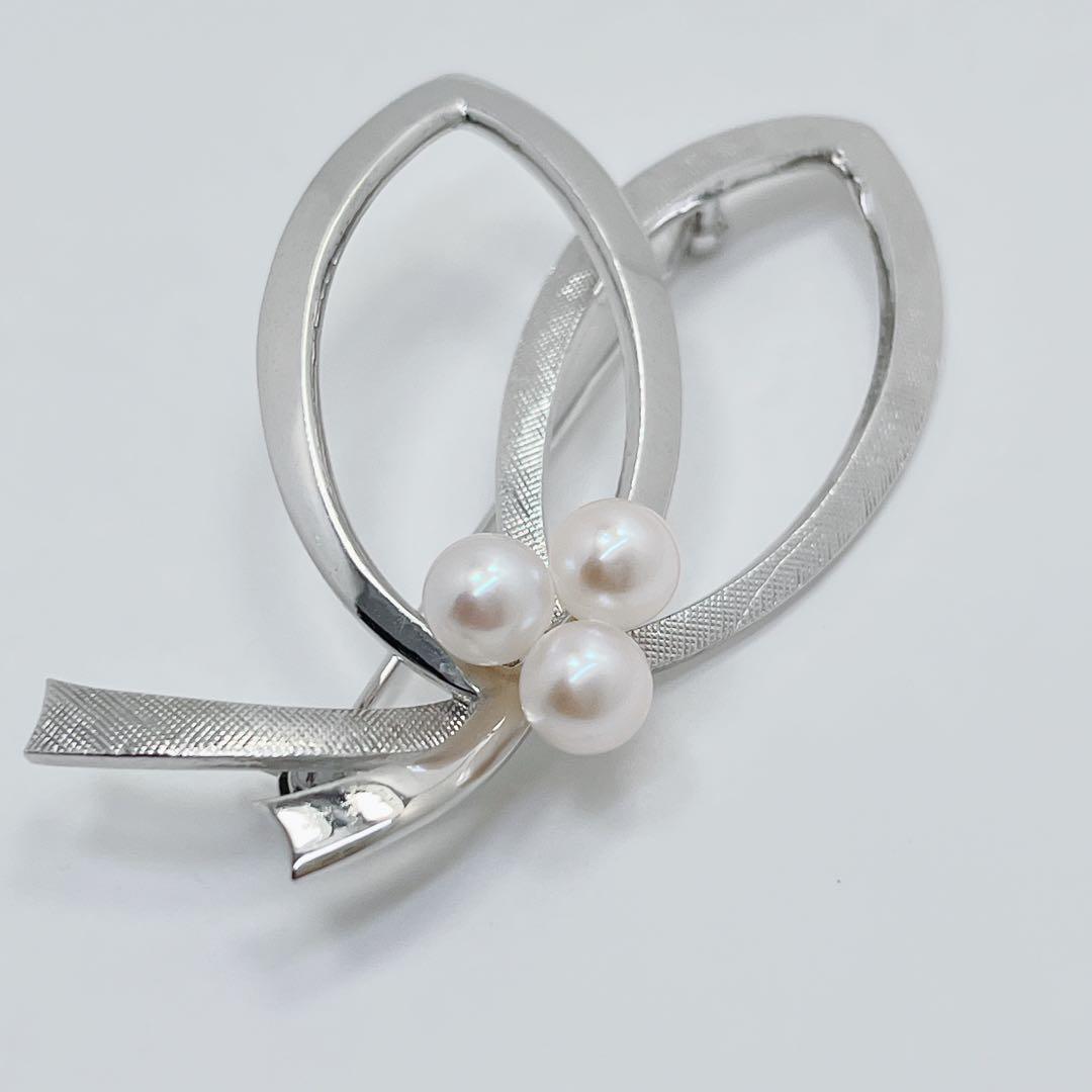 美品✨MIKIMOTO ミキモト　アコヤパール　ブローチ　コサージュ　シルバー