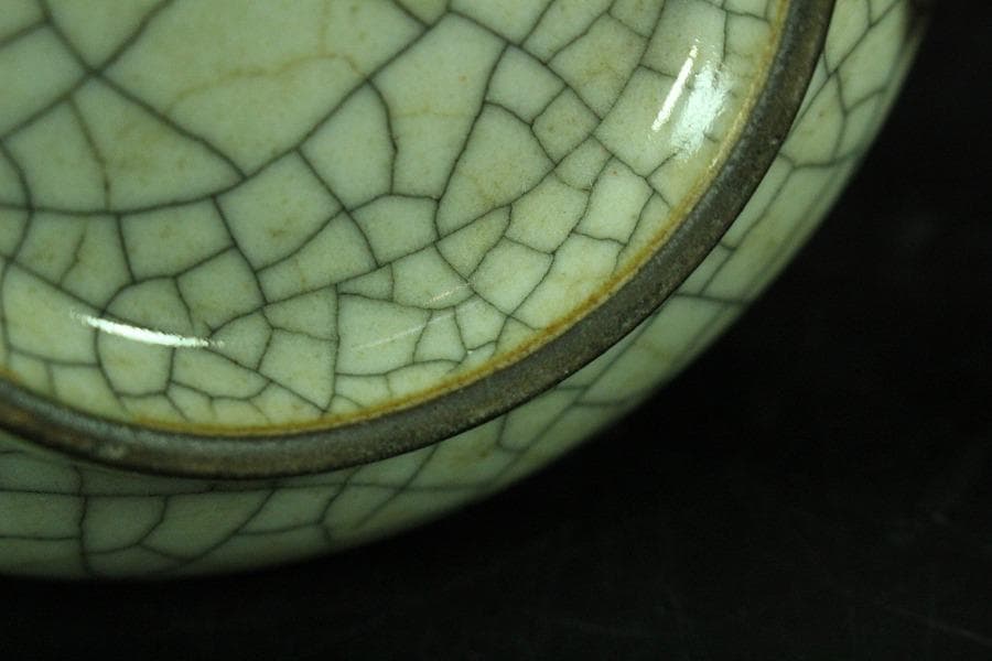 中国美術 哥釉 双耳 香炉(K-XA884)