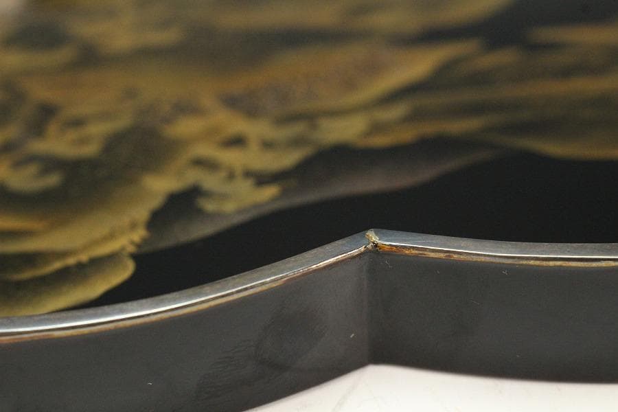 古美術 山水平蒔絵 銀縁 小盆(K-BB506)