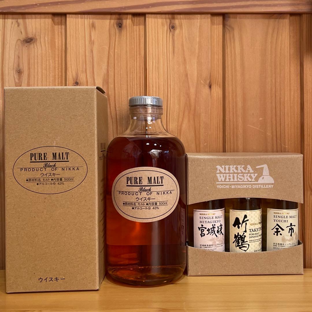 【新品】蒸溜所限定ピュアモルトブラック✖️ミニチュア3本セット