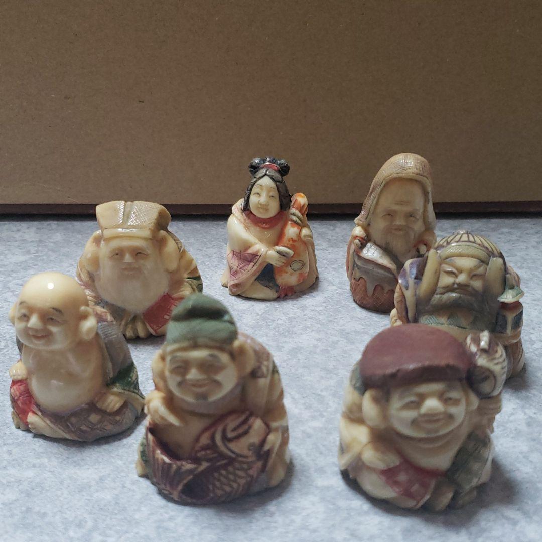 根付　七福神　玉之　牙彫り　幸運を呼び寄せる神様　縁起物