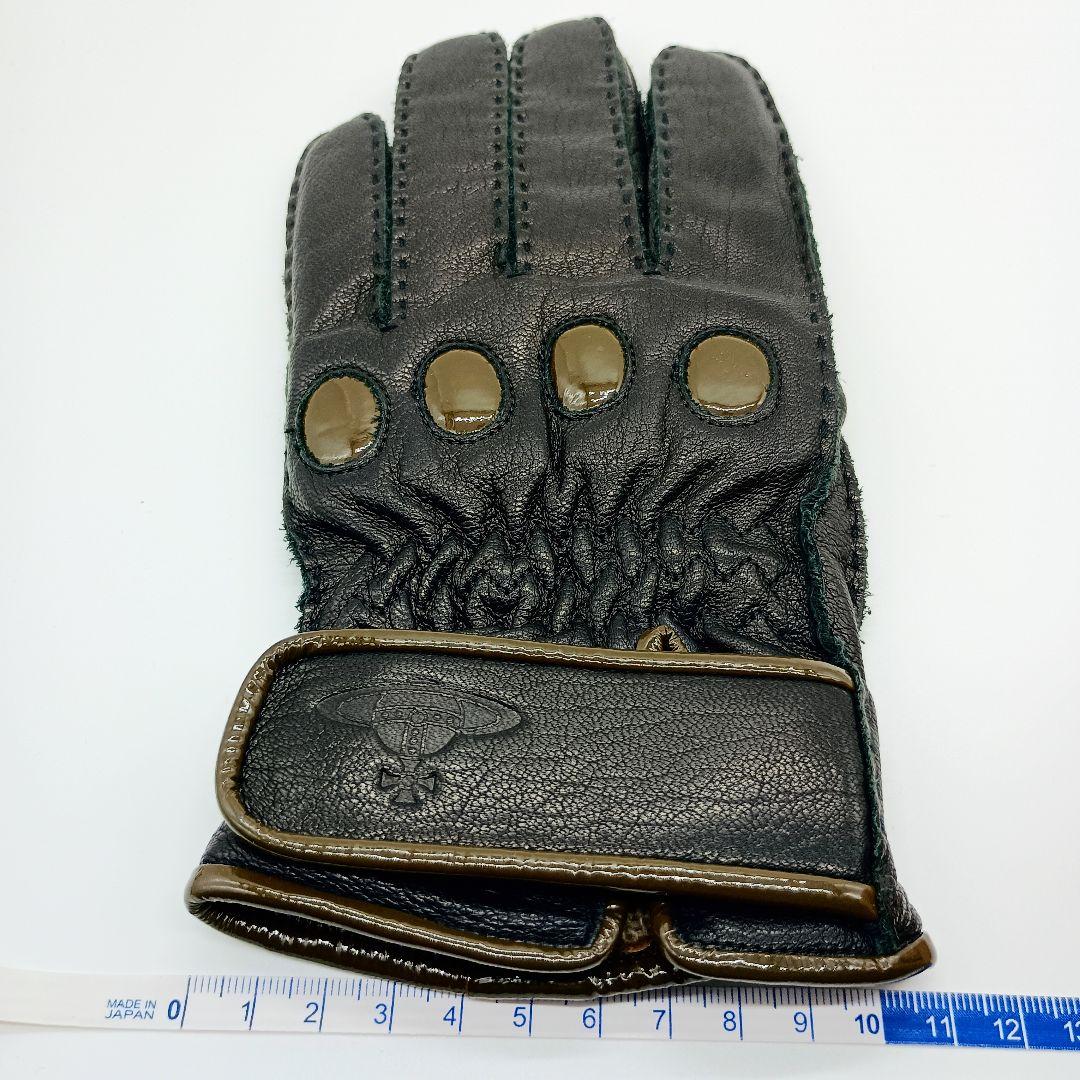 【美品】ヴィヴィアン 手袋 レザー グローブ 羊革 オーブ メンズ 25㎝
