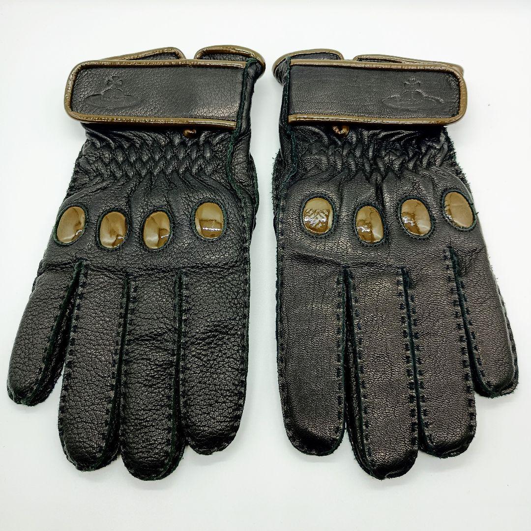 【美品】ヴィヴィアン 手袋 レザー グローブ 羊革 オーブ メンズ 25㎝