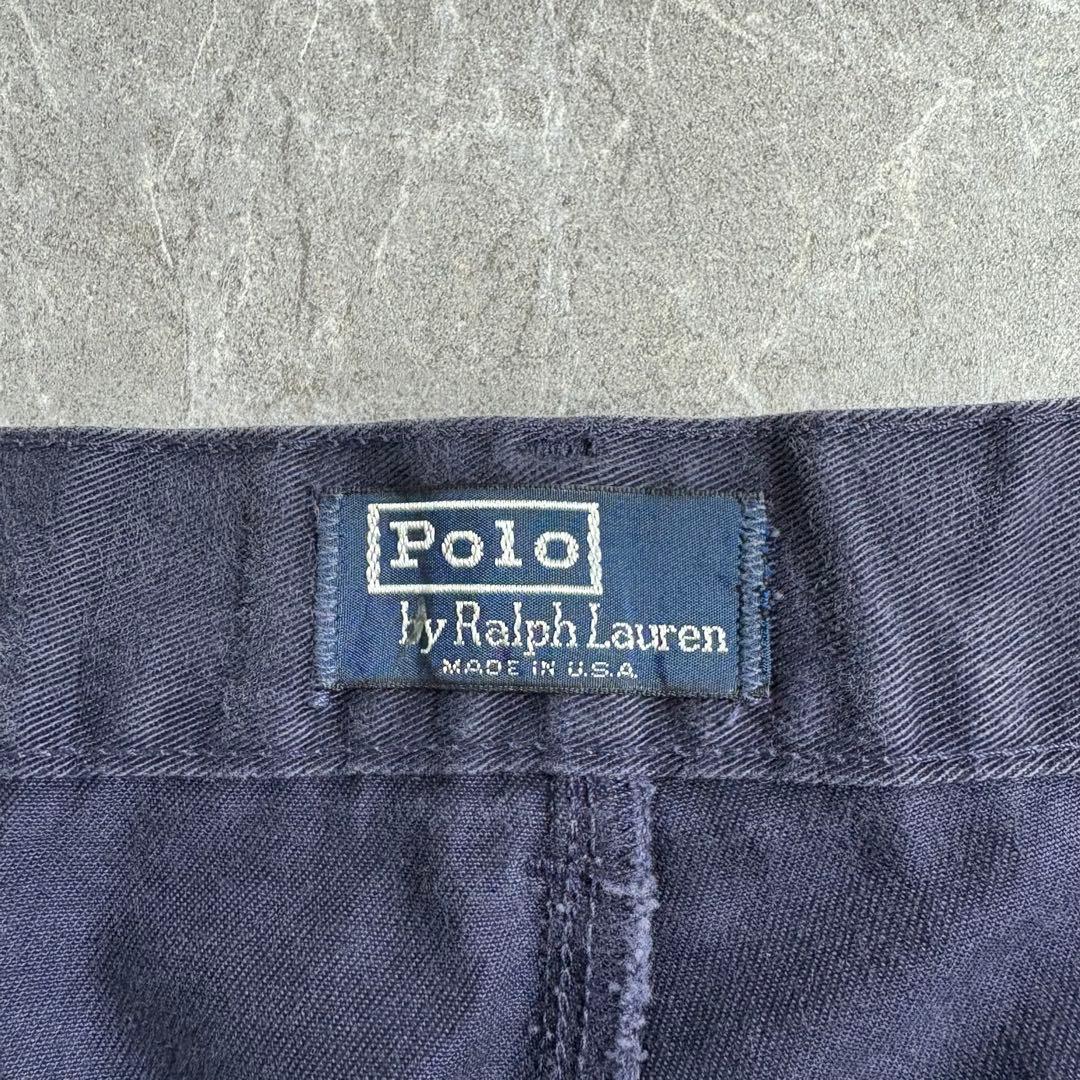 Ralph Lauren〈ワイドチノパンツ 90s USA製 ネイビー W33〉