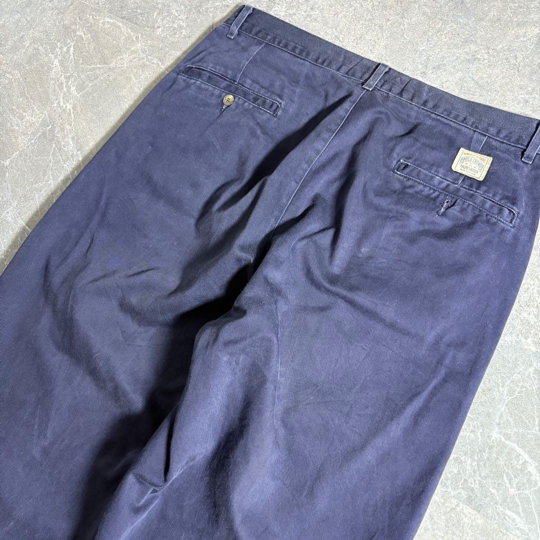 Ralph Lauren〈ワイドチノパンツ 90s USA製 ネイビー W33〉