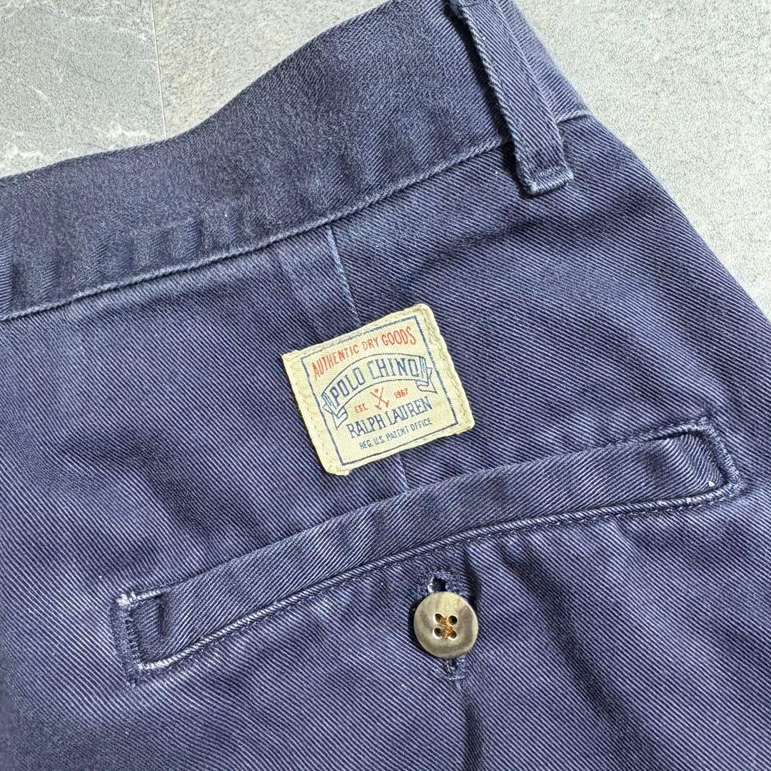 Ralph Lauren〈ワイドチノパンツ 90s USA製 ネイビー W33〉