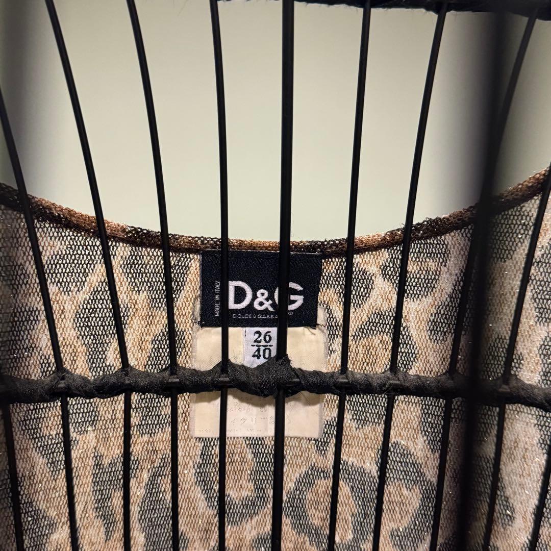 D&G 透け感 ラメヒョウ柄 ノースリーブトップス