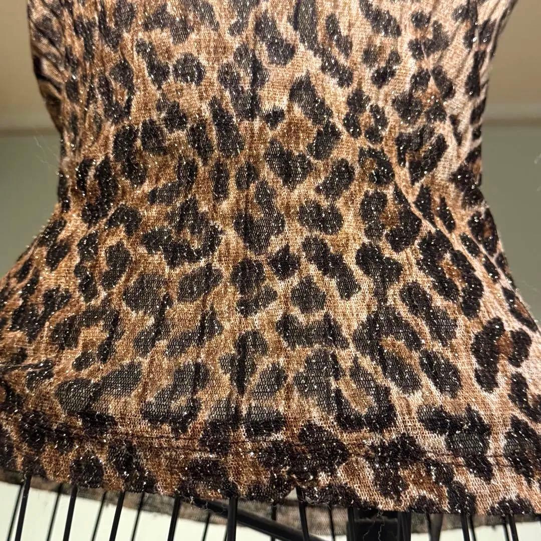 D&G 透け感 ラメヒョウ柄 ノースリーブトップス