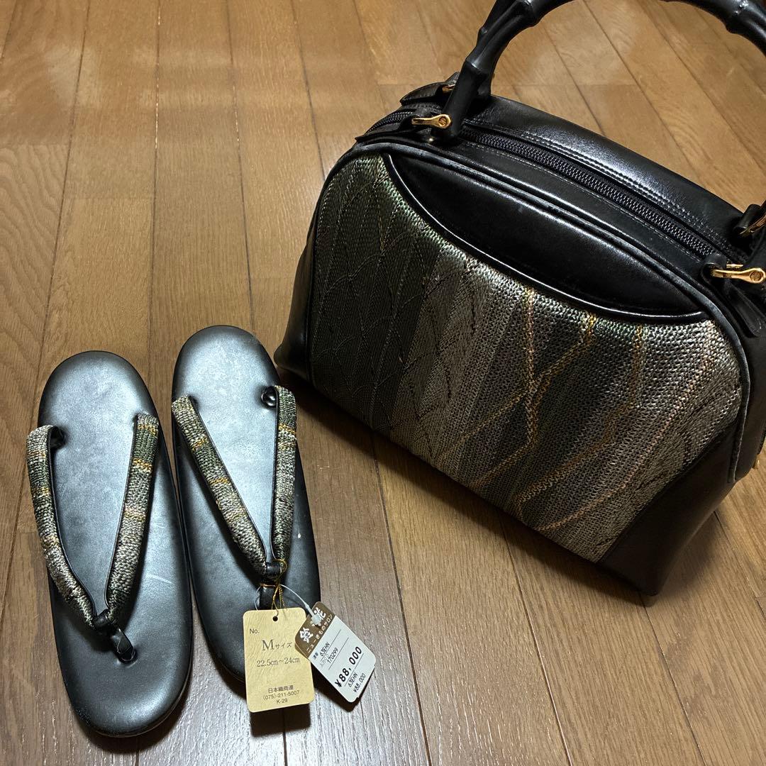 和装用バッグと下駄　黒　グレー　グリーン