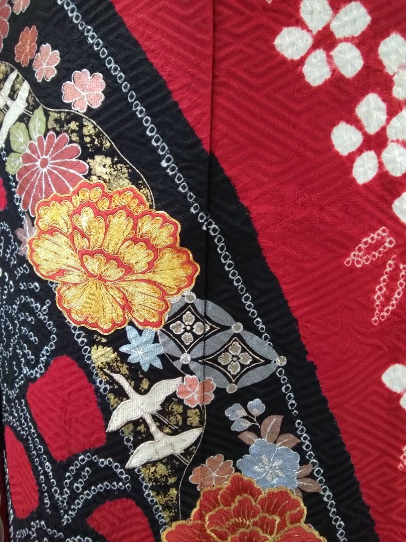 振袖フルセット、正絹絞り振袖成人式、重ね衿帯揚げ帯締め、西陣袋帯襦袢、ガード加工