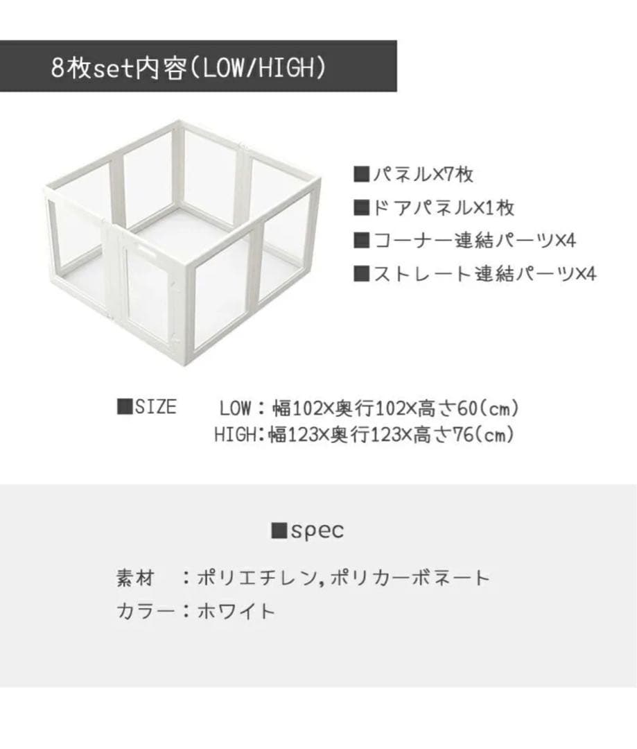 ホワイトフレームクリアサークルHIGHタイプ　8面パネル