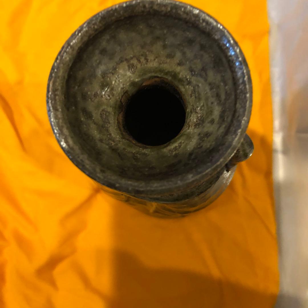 須藤武雄作　灰釉耳付花瓶