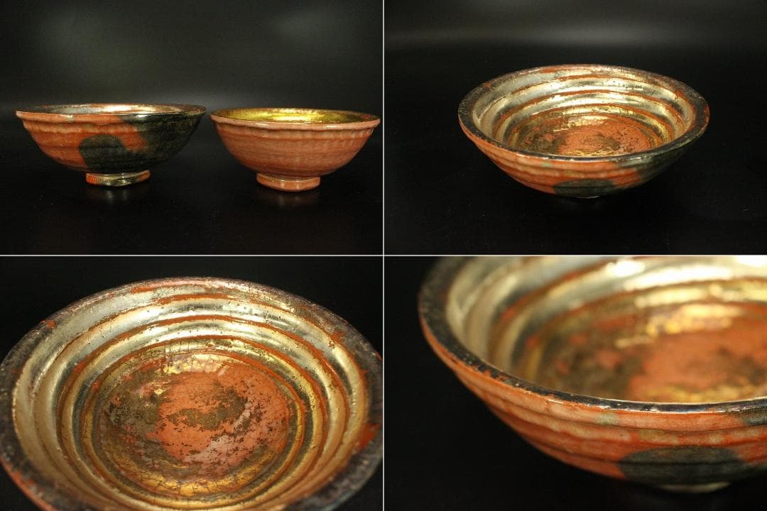 茶道具 赤楽鳴台 茶碗 金銀一双 抹茶碗 和楽造 共箱 927