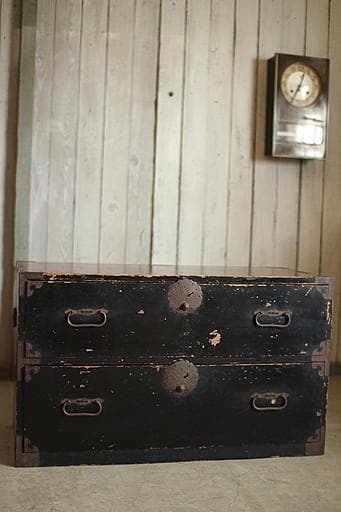 丸金具庄内箪笥　2段　タンス　収納　古家具　古民家　時代家具